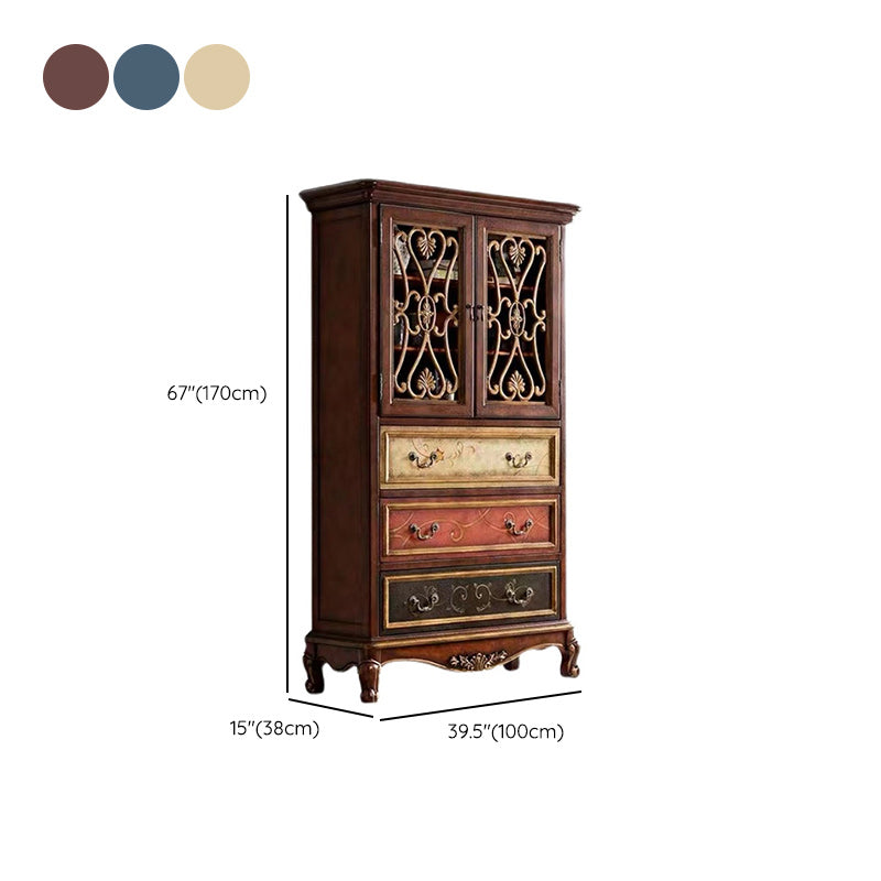 Door Cabinet Mid Century Distressed Solid Wood Storage Cabinet with Drawers Clearhalo 'Cabinets & Chests' 'cabinets_chests' 'furn' 'furn_cabinets_chests' 'Furniture' 'Living Room Furniture' 6591716
