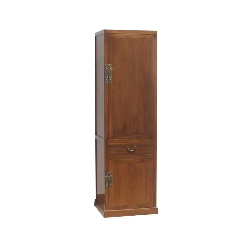 74.8" Tall 4 -drawer Accent Cabinet Solid Wood Glass Paned Chest 22"L x 20"W x 71"H Light Coffee Clearhalo 'Cabinets & Chests' 'cabinets_chests' 'furn' 'furn_cabinets_chests' 'Furniture' 'Living Room Furniture' 6591736