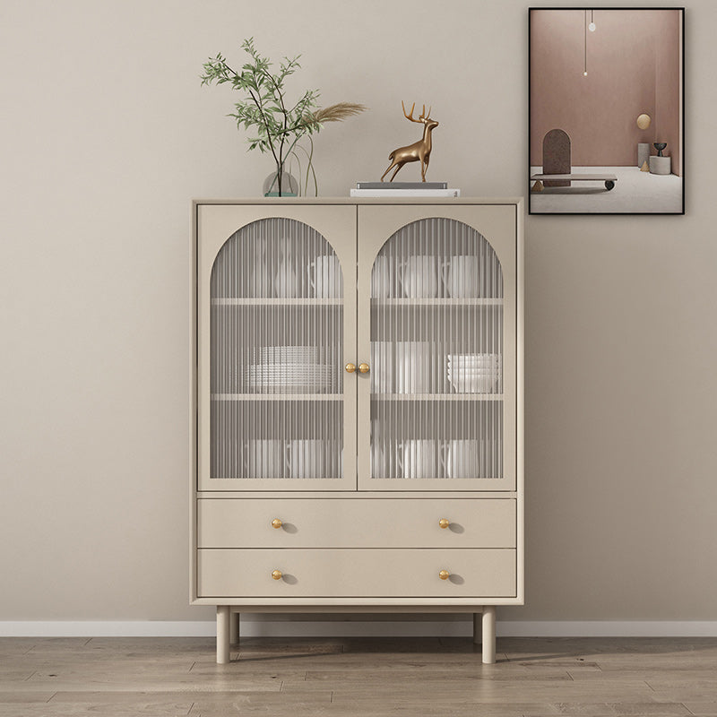 Solid Wood Glass/Rattan Door Cabinet Mid Century Beige Chest with Drawers Clearhalo 'Cabinets & Chests' 'cabinets_chests' 'furn' 'furn_cabinets_chests' 'Furniture' 'Living Room Furniture' 6591749