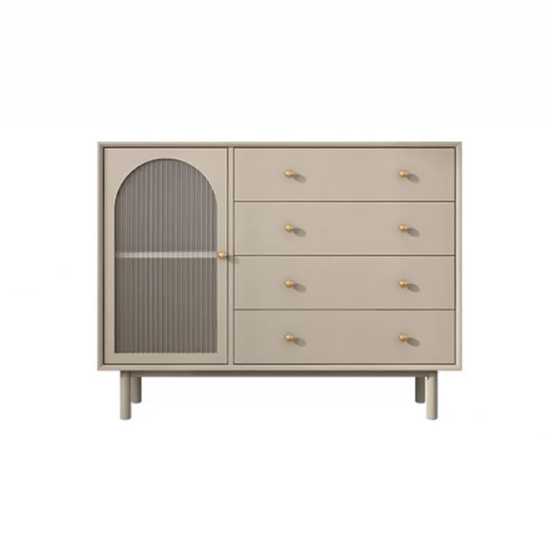 Solid Wood Glass/Rattan Door Cabinet Mid Century Beige Chest with Drawers 39.4"L x 15.7"W x 39.4"H Glass Clearhalo 'Cabinets & Chests' 'cabinets_chests' 'furn' 'furn_cabinets_chests' 'Furniture' 'Living Room Furniture' 6591750