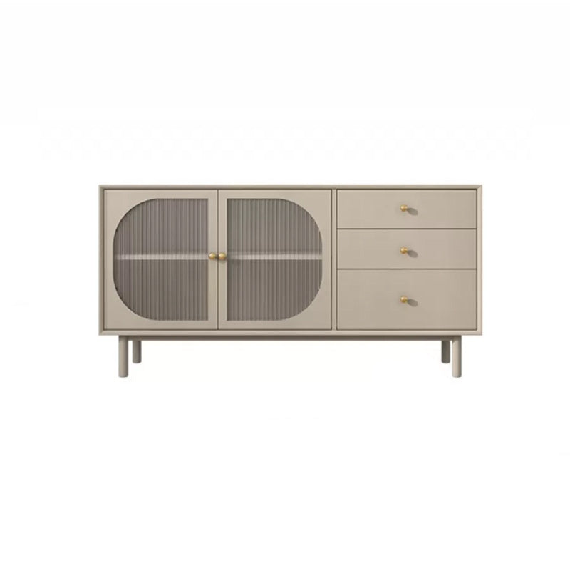 Solid Wood Glass/Rattan Door Cabinet Mid Century Beige Chest with Drawers 47"L x 16"W x 31"H Glass Clearhalo 'Cabinets & Chests' 'cabinets_chests' 'furn' 'furn_cabinets_chests' 'Furniture' 'Living Room Furniture' 6591751