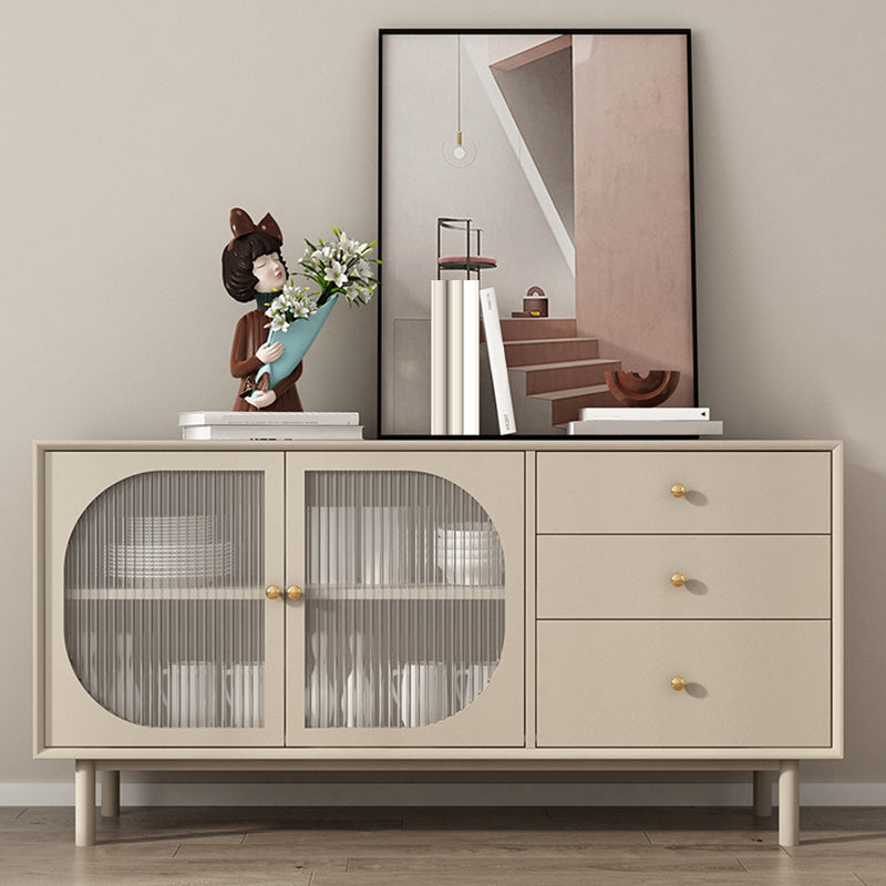 Solid Wood Glass/Rattan Door Cabinet Mid Century Beige Chest with Drawers Clearhalo 'Cabinets & Chests' 'cabinets_chests' 'furn' 'furn_cabinets_chests' 'Furniture' 'Living Room Furniture' 6591752