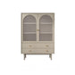 Solid Wood Glass/Rattan Door Cabinet Mid Century Beige Chest with Drawers 31"L x 16"W x 47"H Glass Clearhalo 'Cabinets & Chests' 'cabinets_chests' 'furn' 'furn_cabinets_chests' 'Furniture' 'Living Room Furniture' 6591754