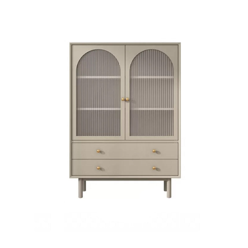 Solid Wood Glass/Rattan Door Cabinet Mid Century Beige Chest with Drawers 31"L x 16"W x 47"H Glass Clearhalo 'Cabinets & Chests' 'cabinets_chests' 'furn' 'furn_cabinets_chests' 'Furniture' 'Living Room Furniture' 6591754