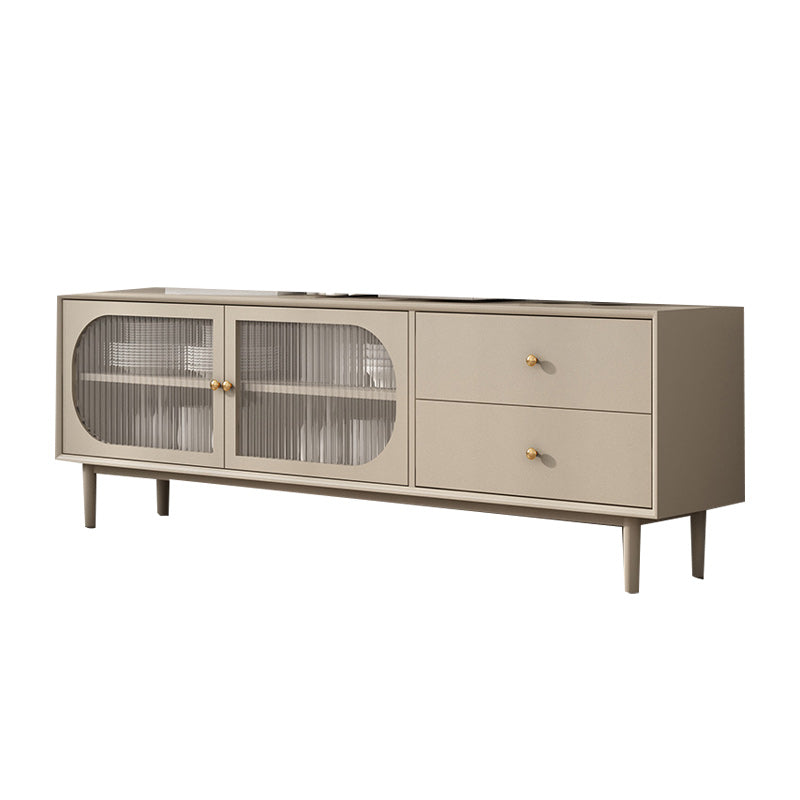 Solid Wood Glass/Rattan Door Cabinet Mid Century Beige Chest with Drawers 63"L x 16"W x 26"H Glass Clearhalo 'Cabinets & Chests' 'cabinets_chests' 'furn' 'furn_cabinets_chests' 'Furniture' 'Living Room Furniture' 6591755
