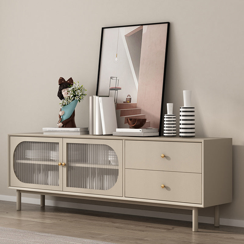 Solid Wood Glass/Rattan Door Cabinet Mid Century Beige Chest with Drawers Clearhalo 'Cabinets & Chests' 'cabinets_chests' 'furn' 'furn_cabinets_chests' 'Furniture' 'Living Room Furniture' 6591756
