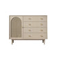 Solid Wood Glass/Rattan Door Cabinet Mid Century Beige Chest with Drawers 39.4"L x 15.7"W x 39.4"H Wicker & Rattan Clearhalo 'Cabinets & Chests' 'cabinets_chests' 'furn' 'furn_cabinets_chests' 'Furniture' 'Living Room Furniture' 6591757