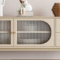Solid Wood Glass/Rattan Door Cabinet Mid Century Beige Chest with Drawers Clearhalo 'Cabinets & Chests' 'cabinets_chests' 'furn' 'furn_cabinets_chests' 'Furniture' 'Living Room Furniture' 6591760