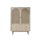 Solid Wood Glass/Rattan Door Cabinet Mid Century Beige Chest with Drawers 31"L x 16"W x 47"H Wicker & Rattan Clearhalo 'Cabinets & Chests' 'cabinets_chests' 'furn' 'furn_cabinets_chests' 'Furniture' 'Living Room Furniture' 6591761