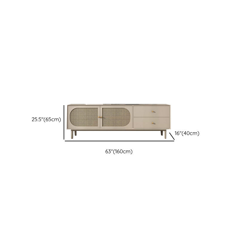 Solid Wood Glass/Rattan Door Cabinet Mid Century Beige Chest with Drawers Clearhalo 'Cabinets & Chests' 'cabinets_chests' 'furn' 'furn_cabinets_chests' 'Furniture' 'Living Room Furniture' 6591775