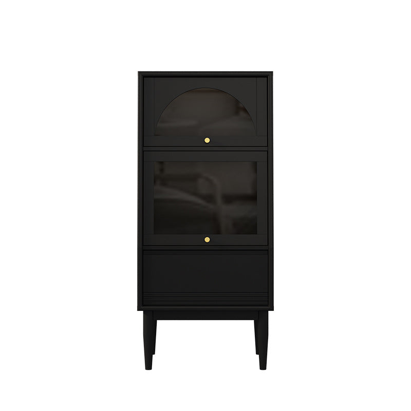 2 - Door and 1 - Drawer Pine Wood Chest 43.3" Tall Glass Paned Side Cabinet Clearhalo 'Cabinets & Chests' 'cabinets_chests' 'furn' 'furn_cabinets_chests' 'Furniture' 'Living Room Furniture' 6591785