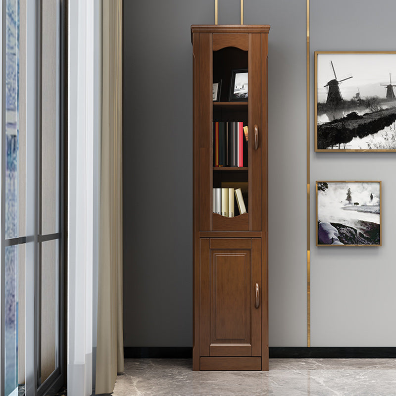 76.8" Tall Solid Wood Accent Cabinet Glass Paned 2 Doors Storage Cabinet Clearhalo 'Cabinets & Chests' 'cabinets_chests' 'furn' 'furn_cabinets_chests' 'Furniture' 'Living Room Furniture' 6591792