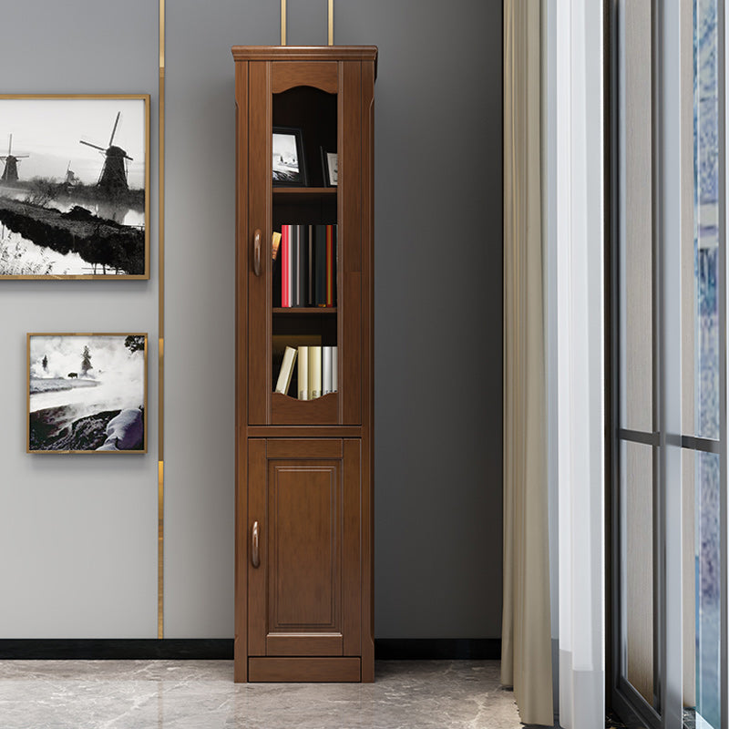 76.8" Tall Solid Wood Accent Cabinet Glass Paned 2 Doors Storage Cabinet Clearhalo 'Cabinets & Chests' 'cabinets_chests' 'furn' 'furn_cabinets_chests' 'Furniture' 'Living Room Furniture' 6591799