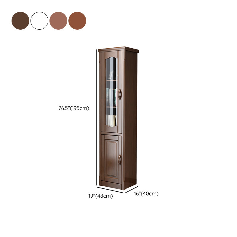 76.8" Tall Solid Wood Accent Cabinet Glass Paned 2 Doors Storage Cabinet Clearhalo 'Cabinets & Chests' 'cabinets_chests' 'furn' 'furn_cabinets_chests' 'Furniture' 'Living Room Furniture' 6591805