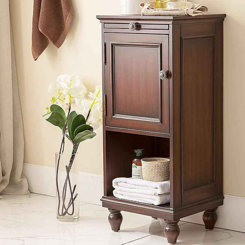 15.7" W 1 - Door Accent Cabinet in Rubberwood with Open Storage Clearhalo 'Cabinets & Chests' 'cabinets_chests' 'furn' 'furn_cabinets_chests' 'Furniture' 'Living Room Furniture' 6591806