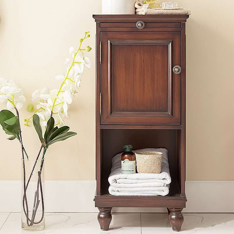 15.7" W 1 - Door Accent Cabinet in Rubberwood with Open Storage Walnut Clearhalo 'Cabinets & Chests' 'cabinets_chests' 'furn' 'furn_cabinets_chests' 'Furniture' 'Living Room Furniture' 6591807