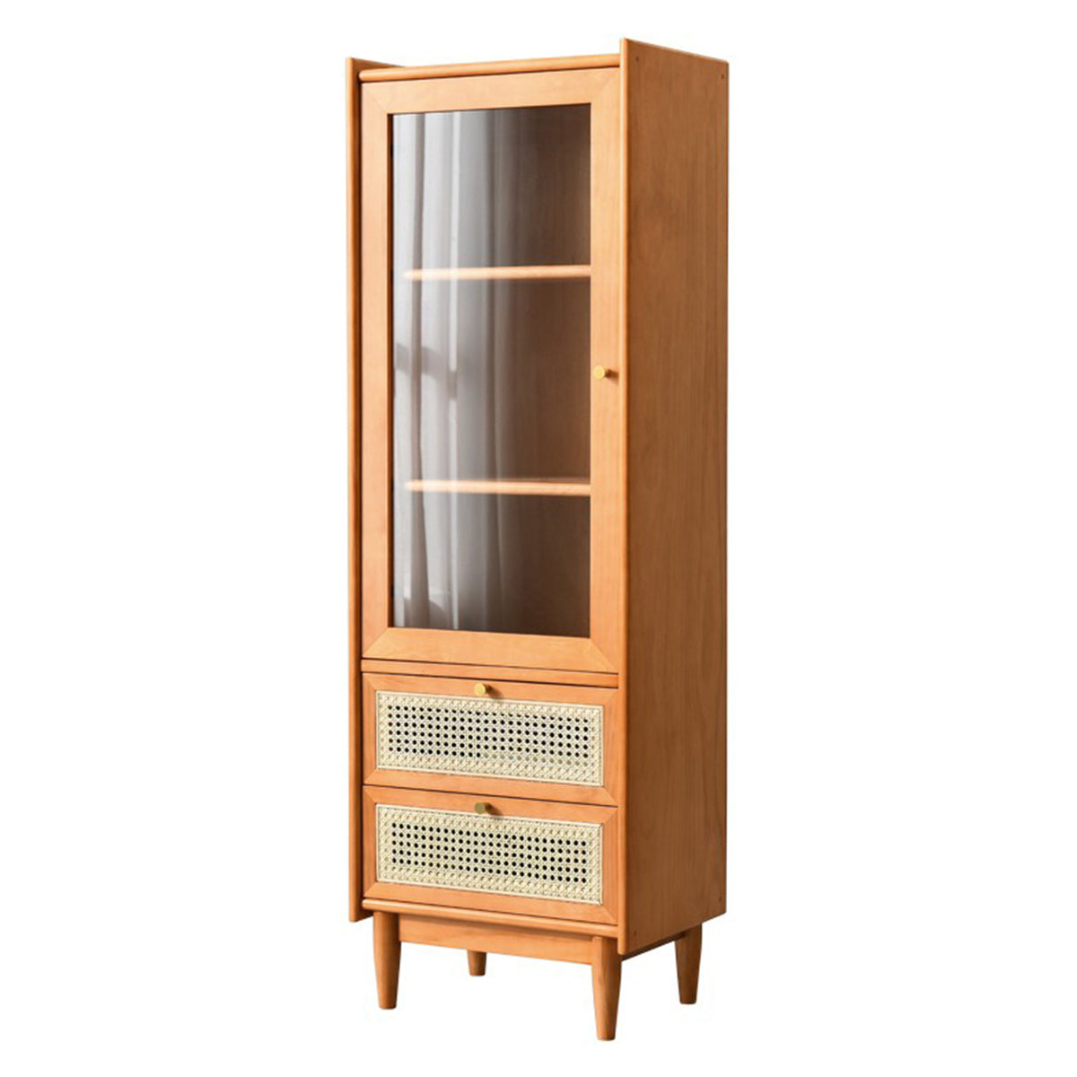 Stain Resistant Storage Cabinet Glass Paned Standard Cabinet Cherry Wood Clearhalo 'Cabinets & Chests' 'cabinets_chests' 'furn' 'furn_cabinets_chests' 'Furniture' 'Living Room Furniture' 6591821