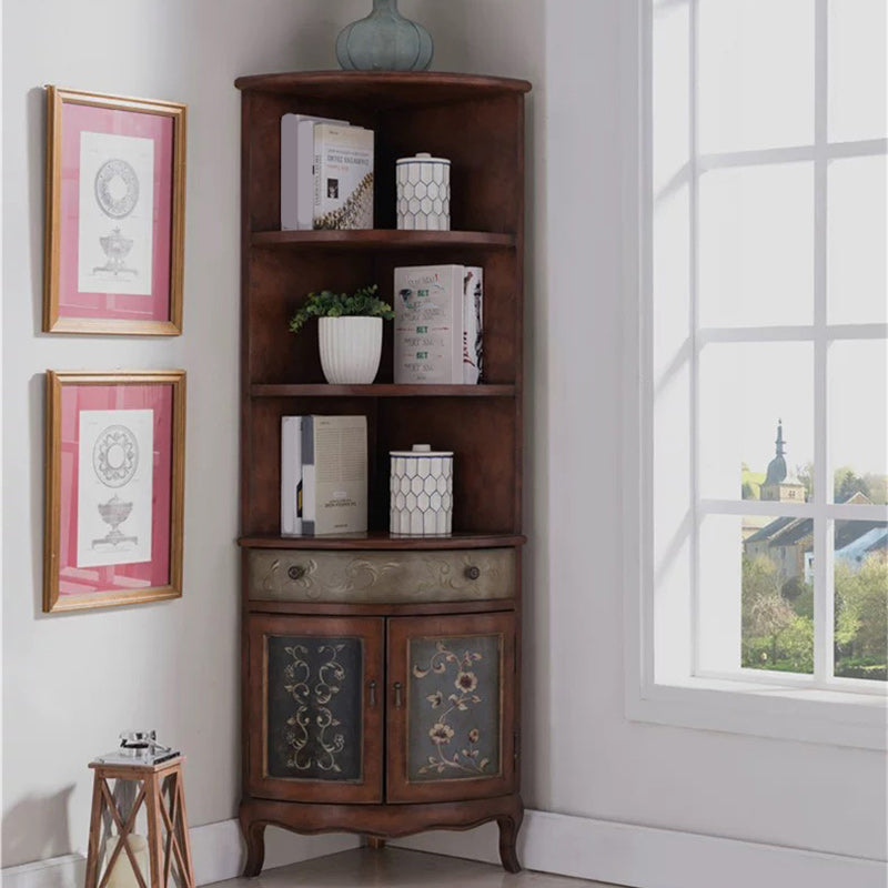 70.9" Tall Distressed Wood Corner Cabinet 1 - Drawers and 2 - Door Chest Brown Clearhalo 'Cabinets & Chests' 'cabinets_chests' 'furn' 'furn_cabinets_chests' 'Furniture' 'Living Room Furniture' 6591834