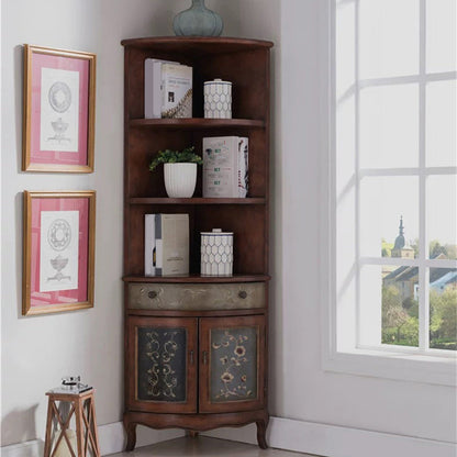 70.9" Tall Distressed Wood Corner Cabinet 1 - Drawers and 2 - Door Chest Brown Clearhalo 'Cabinets & Chests' 'cabinets_chests' 'furn' 'furn_cabinets_chests' 'Furniture' 'Living Room Furniture' 6591834