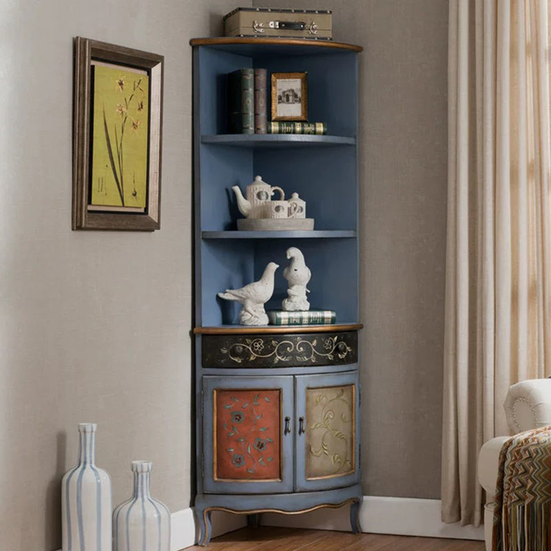 70.9" Tall Distressed Wood Corner Cabinet 1 - Drawers and 2 - Door Chest Clearhalo 'Cabinets & Chests' 'cabinets_chests' 'furn' 'furn_cabinets_chests' 'Furniture' 'Living Room Furniture' 6591842