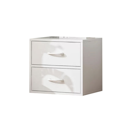 Contemporary Simple Rectangular Wood Cabinet with Doors and Drawers 19"L x 12"W x 15"H White Clearhalo 'Cabinets & Chests' 'cabinets_chests' 'furn' 'furn_cabinets_chests' 'Furniture' 'Living Room Furniture' 6591849
