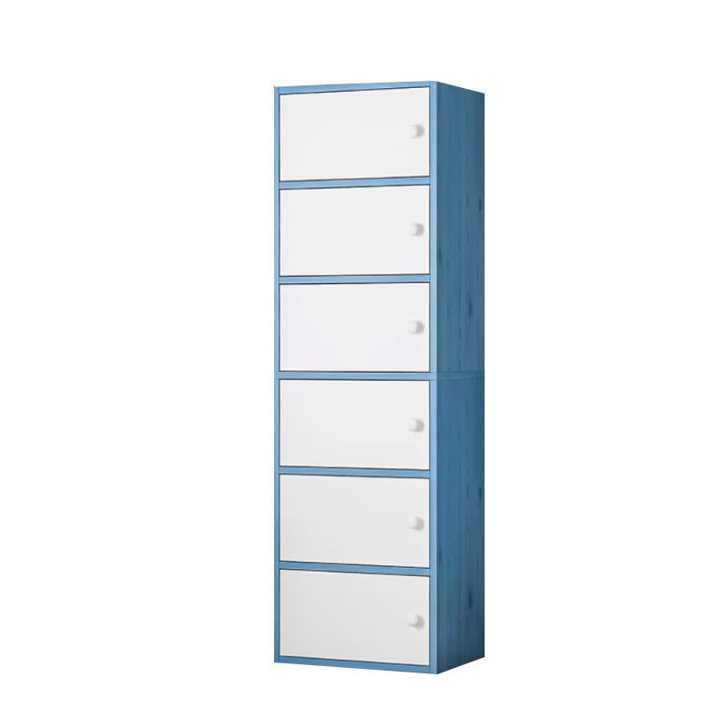 Contemporary Simple Rectangular Wood Cabinet with Doors and Drawers 15.7"L x 9.8"W x 63"H Blue-White Clearhalo 'Cabinets & Chests' 'cabinets_chests' 'furn' 'furn_cabinets_chests' 'Furniture' 'Living Room Furniture' 6591860