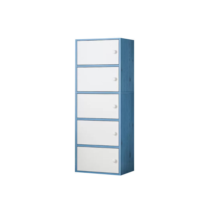 Contemporary Simple Rectangular Wood Cabinet with Doors and Drawers 15.7"L x 9.8"W x 52"H Blue-White Clearhalo 'Cabinets & Chests' 'cabinets_chests' 'furn' 'furn_cabinets_chests' 'Furniture' 'Living Room Furniture' 6591862