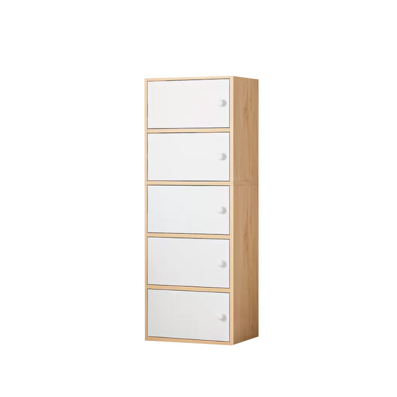 Contemporary Simple Rectangular Wood Cabinet with Doors and Drawers 15.7"L x 9.8"W x 52"H Natural Wood White Clearhalo 'Cabinets & Chests' 'cabinets_chests' 'furn' 'furn_cabinets_chests' 'Furniture' 'Living Room Furniture' 6591870