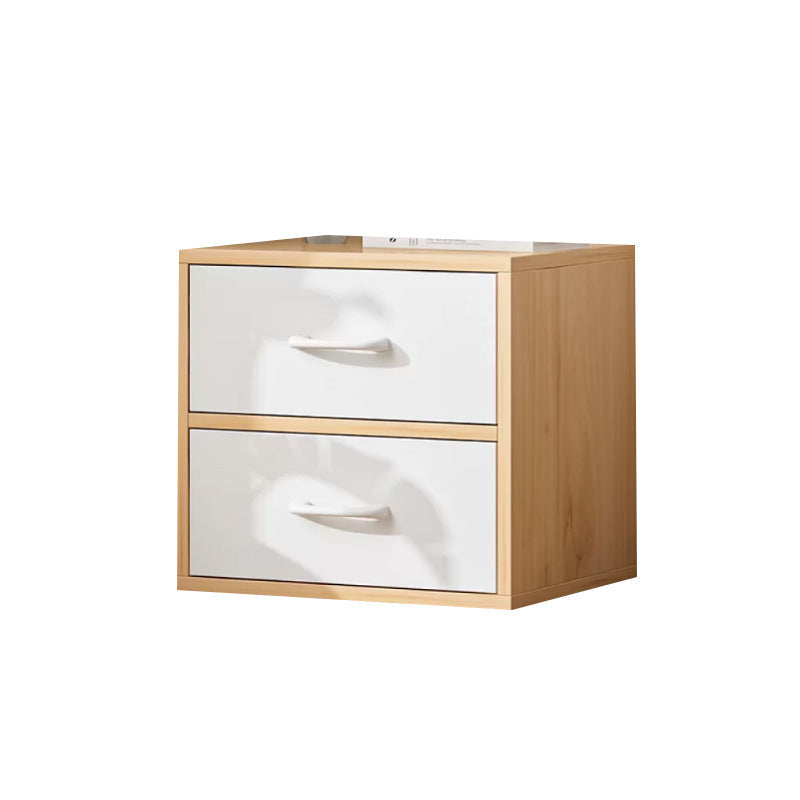 Contemporary Simple Rectangular Wood Cabinet with Doors and Drawers 19"L x 12"W x 15"H Natural Wood White Clearhalo 'Cabinets & Chests' 'cabinets_chests' 'furn' 'furn_cabinets_chests' 'Furniture' 'Living Room Furniture' 6591871