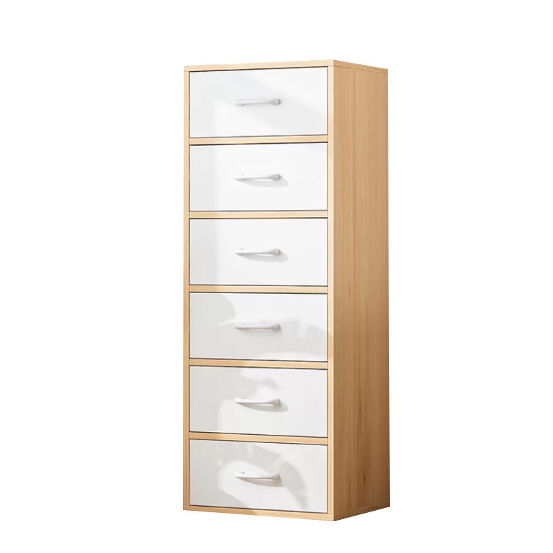 Contemporary Simple Rectangular Wood Cabinet with Doors and Drawers 18.9"L x 11.8"W x 45.3"H Natural Wood White Clearhalo 'Cabinets & Chests' 'cabinets_chests' 'furn' 'furn_cabinets_chests' 'Furniture' 'Living Room Furniture' 6591875