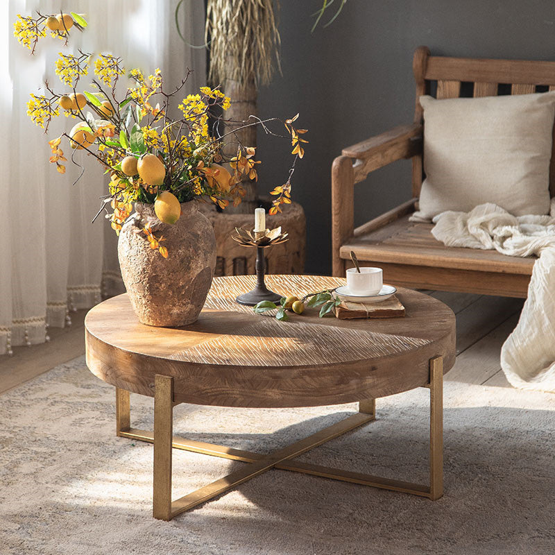 Contemporary Solid Wood Cocktail Table Light Wood Distressed Coffee Table Clearhalo 'Coffee & Accent Tables' 'Coffee Tables' 'coffee_tables' 'furn' 'furn_coffee_tables' 'Furniture' 'Living Room Furniture' 6591903