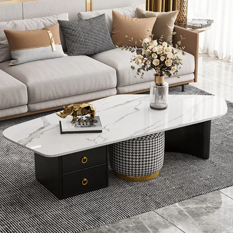 Contemporary Slate Coffee Table Single Free Form Coffee Table