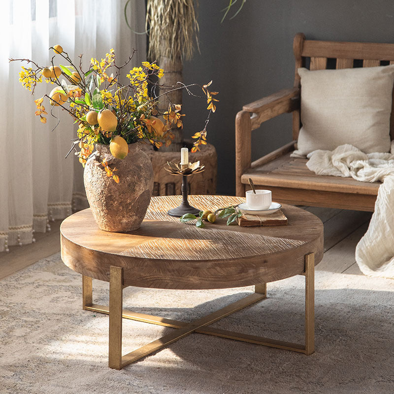 Contemporary Wooden Distressed Cocktail Table Light Wood Coffee Table