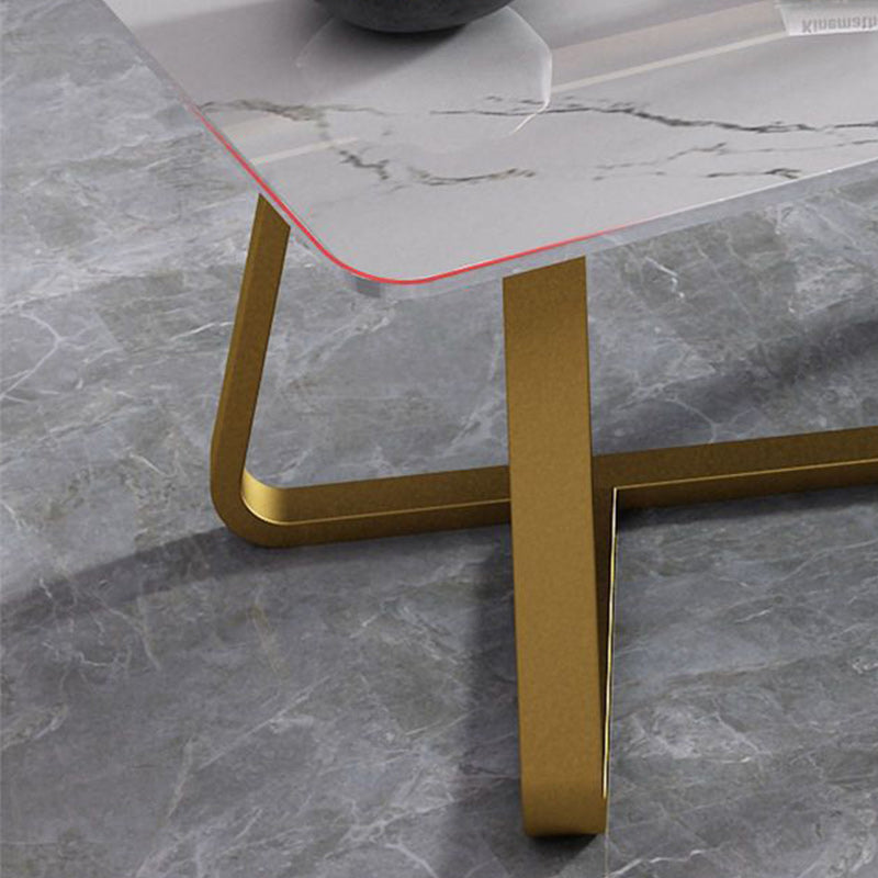 Glamouröser Couchtisch aus Schiefer, rechteckiger Couchtisch mit gekreuzten Beinen