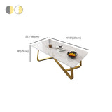 Glam Slate Coffee Table Rectangle Coffee Cocktail Table with Cross Legs