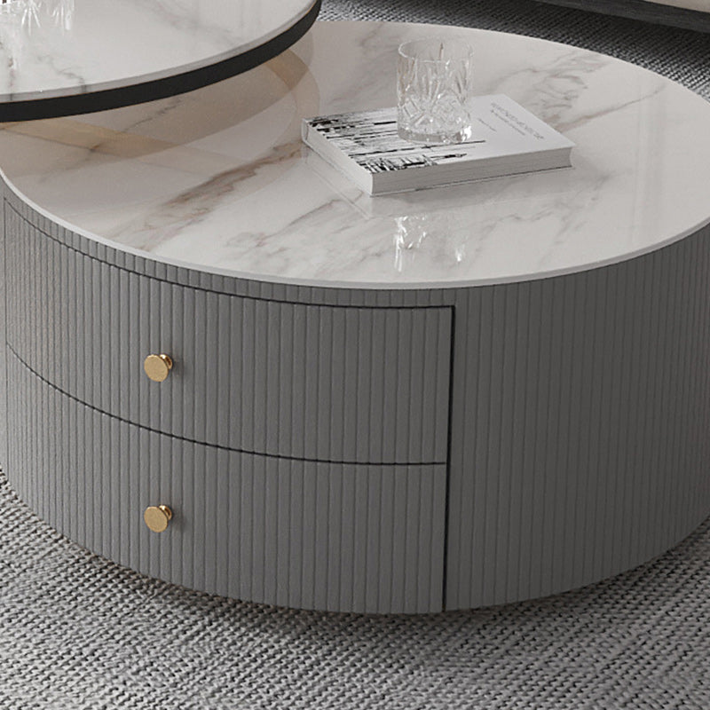 Modern Round End Table Living Room No Distressing Side Table with Drawers Clearhalo 'Coffee & Accent Tables' 'Coffee Tables' 'coffee_tables' 'furn' 'furn_coffee_tables' 'Furniture' 'Living Room Furniture' 6592051