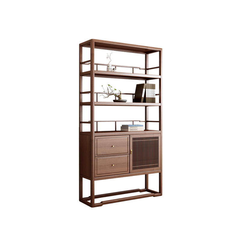 Standard Open Back Bookshelf Wooden Contemporary Bookcase with Doors