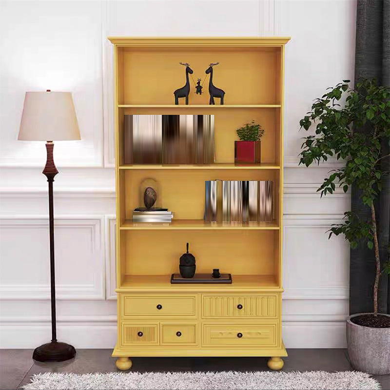 Scandinavian Engineered Wood Bookshelf Standard Closed Back Bookcase Yellow Clearhalo 'Bookcases' 'furn' 'furn_bookcases' 'Furniture' 'Office Furniture' 6592291