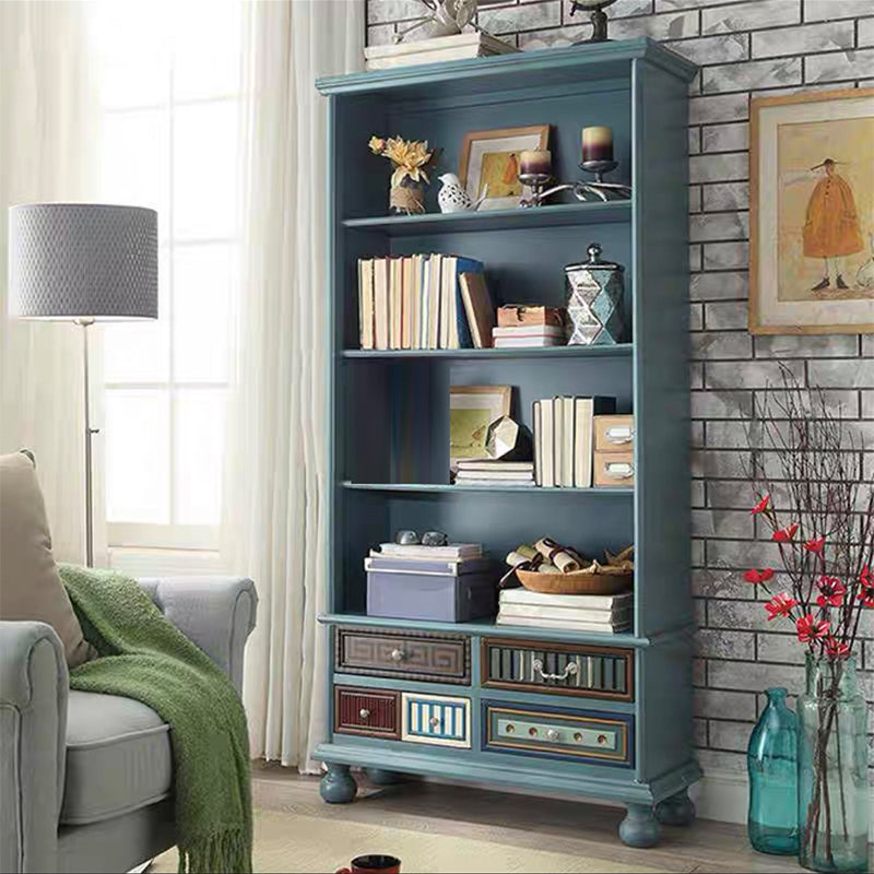 Scandinavian Engineered Wood Bookshelf Standard Closed Back Bookcase Antique Blue Clearhalo 'Bookcases' 'furn' 'furn_bookcases' 'Furniture' 'Office Furniture' 6592292