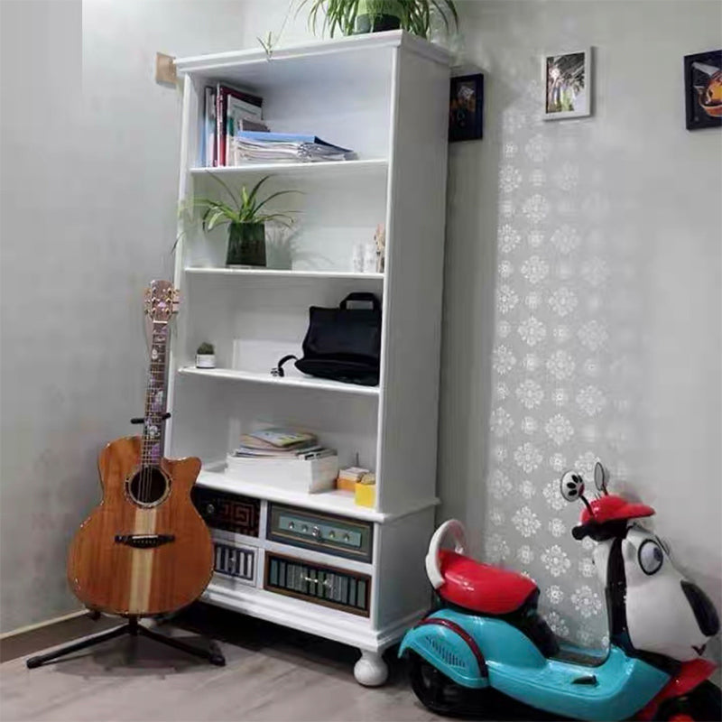 Scandinavian Engineered Wood Bookshelf Standard Closed Back Bookcase White Clearhalo 'Bookcases' 'furn' 'furn_bookcases' 'Furniture' 'Office Furniture' 6592294