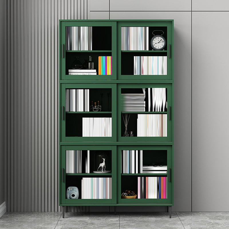 Scandinavian Standard Bookcase Engineered Wood Green Bookshelf with Cabinets 47"L x 16"W x 80"H Clearhalo 'Bookcases' 'furn' 'furn_bookcases' 'Furniture' 'Office Furniture' 6592304