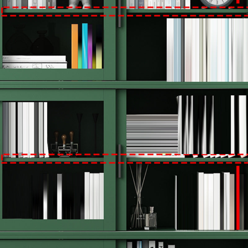 Scandinavian Standard Bookcase Engineered Wood Green Bookshelf with Cabinets Clearhalo 'Bookcases' 'furn' 'furn_bookcases' 'Furniture' 'Office Furniture' 6592308