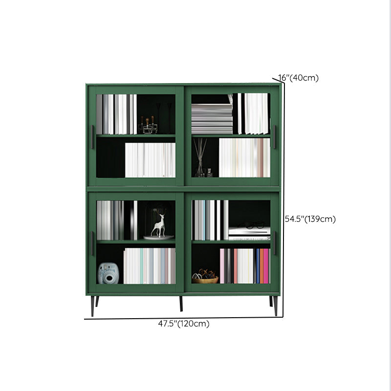 Scandinavian Standard Bookcase Engineered Wood Green Bookshelf with Cabinets Clearhalo 'Bookcases' 'furn' 'furn_bookcases' 'Furniture' 'Office Furniture' 6592314