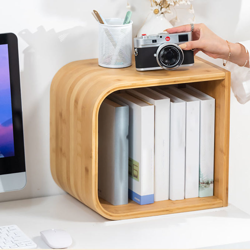 Modern Bamboo Bookcase Natural Open Back Standard Bookshelf with Shelves 22"L x 9"W x 13"H Clearhalo 'Bookcases' 'furn' 'furn_bookcases' 'Furniture' 'Office Furniture' 6592317