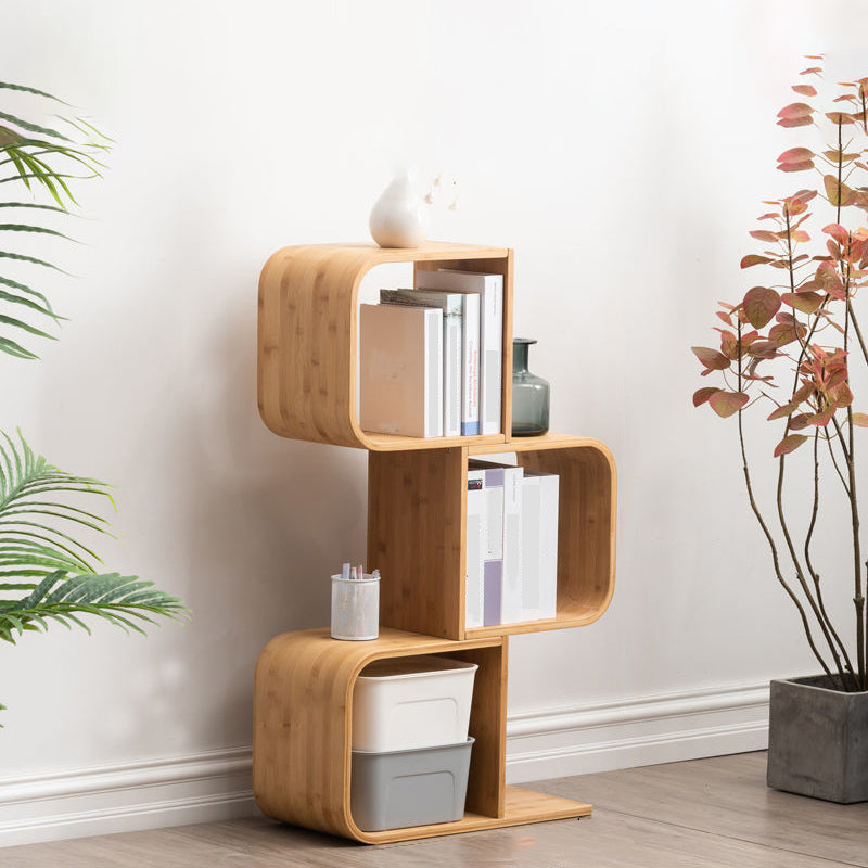 Modern Bamboo Bookcase Natural Open Back Standard Bookshelf with Shelves 22"L x 9.1"W x 39"H Clearhalo 'Bookcases' 'furn' 'furn_bookcases' 'Furniture' 'Office Furniture' 6592320