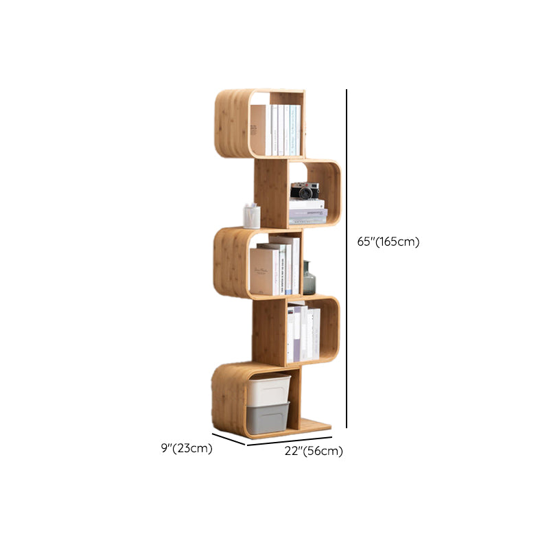 Modern Bamboo Bookcase Natural Open Back Standard Bookshelf with Shelves Clearhalo 'Bookcases' 'furn' 'furn_bookcases' 'Furniture' 'Office Furniture' 6592334