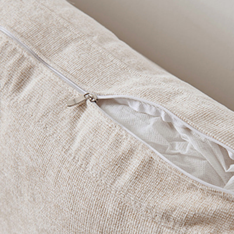 Scandinavische losse achterbank met kussen bovenarm in massief hout en linnen