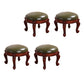Mid-Century Modern Ottoman Genuine Leather Upholstered Nailhead Trim Round Ottoman Green 4 Piece Set Clearhalo 'furn' 'furn_ottomans_poufs' 'Furniture' 'Living Room Furniture' 'Ottomans & Poufs' 'ottomans_poufs' 6592454