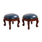 Mid-Century Modern Ottoman Genuine Leather Upholstered Nailhead Trim Round Ottoman Blue 2 Piece Set Clearhalo 'furn' 'furn_ottomans_poufs' 'Furniture' 'Living Room Furniture' 'Ottomans & Poufs' 'ottomans_poufs' 6592455