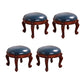 Mid-Century Modern Ottoman Genuine Leather Upholstered Nailhead Trim Round Ottoman Blue 4 Piece Set Clearhalo 'furn' 'furn_ottomans_poufs' 'Furniture' 'Living Room Furniture' 'Ottomans & Poufs' 'ottomans_poufs' 6592458